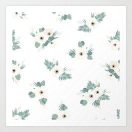 White Wildflower Pattern 01 Art Print
