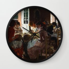 Venetian Lacemakers, 1887 by Robert Frederick Blum Wall Clock