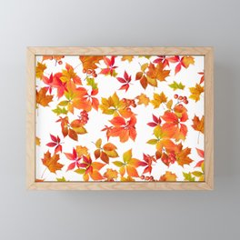 multicolored Autumn Leaves Falling  Framed Mini Art Print