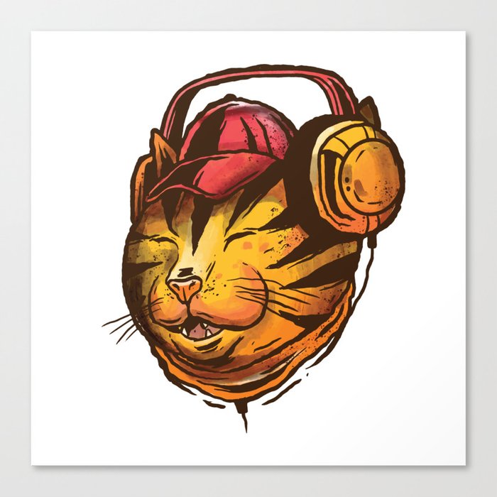 Cat with Headphones Canvas Print