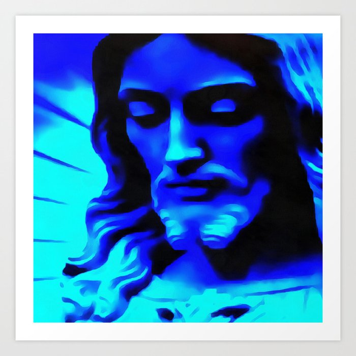 Blue Jesus Art Print By Loop12 Society6