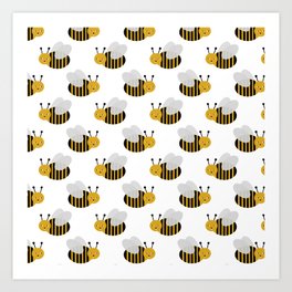 Bee kids insects decor for boys and girls nursery room bumble bees Art Print