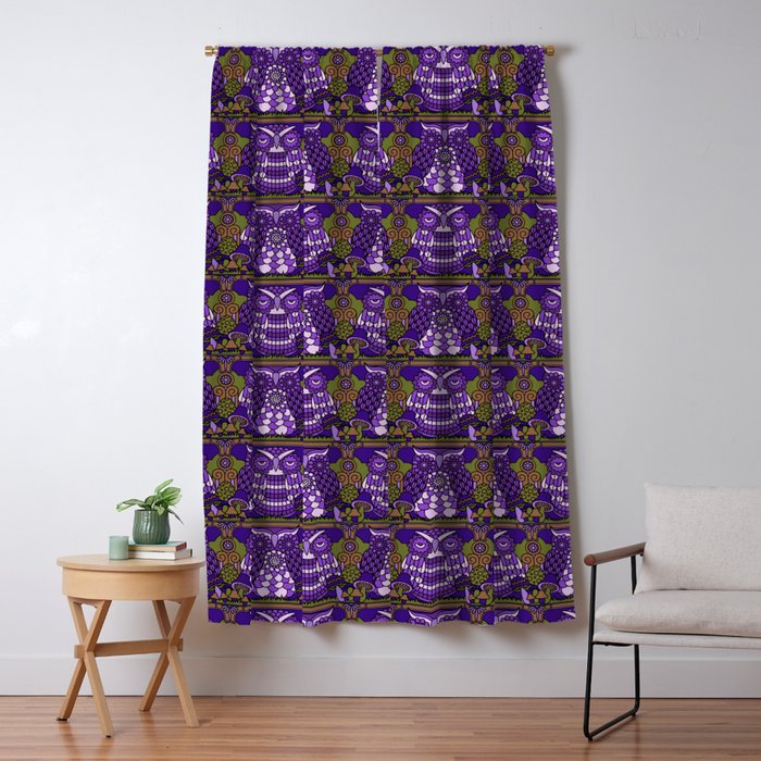 A Parliament Of Owls Plum Blackout Curtain By Pilgrimlee Society6 Owls Plum Blackout Curtain, Plum Blackout Curtains