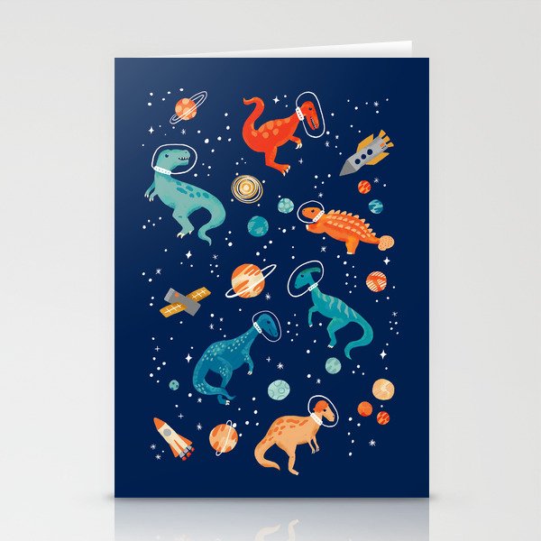 Painted Space Dinosaurs Stationery Cards
