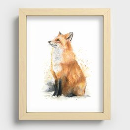 Fox Watercolor Red Fox Painting Recessed Framed Print