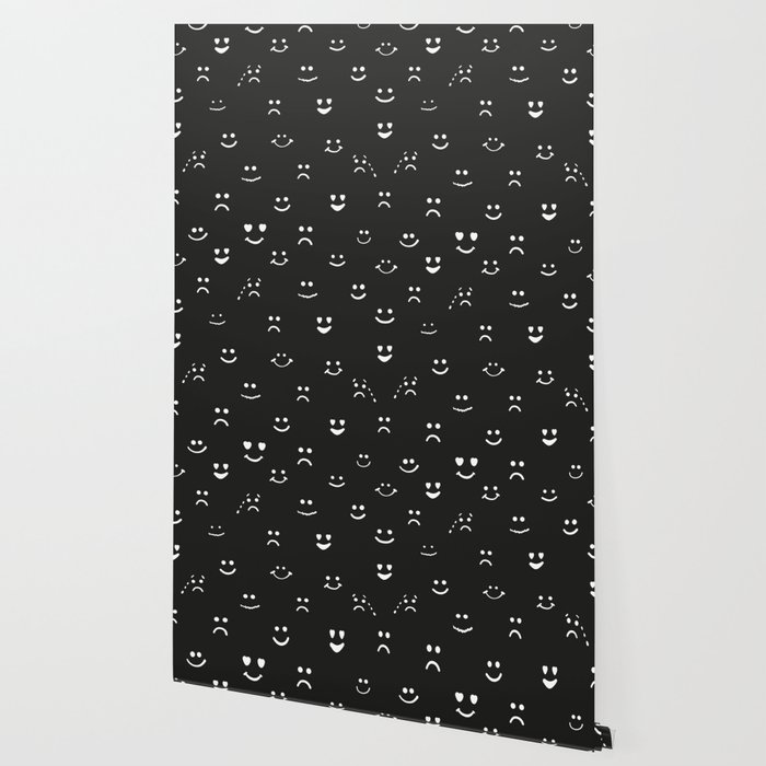 Sad Face Happy Face Smiley Face Eyes Heart Face Crying Face Repeated Black And White Pattern Wallpaper By Gulsengunel Society6 Sad Face Happy Face Smiley Face Eyes Heart Face Crying Face Repeated Black And White Pattern Wallpaper By Gulsengunel Society6