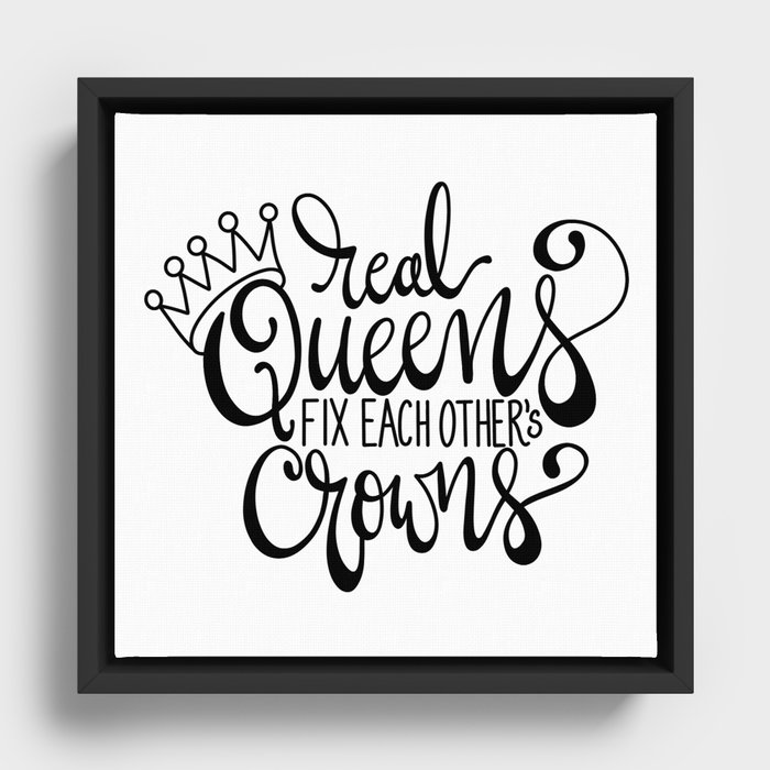 Real Queens Fix Each Other's Crowns Framed Canvas