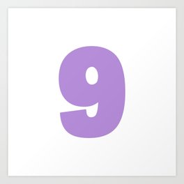 9 (Lavender & White Number) Art Print