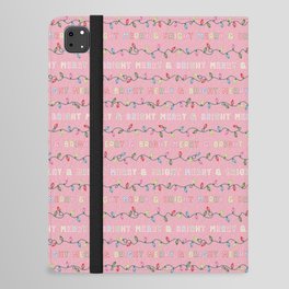Pink Merry & Bright Christmas Lights iPad Folio Case