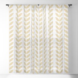 Tan Scandinavian leaves pattern Sheer Curtain
