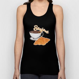 Croissant Coffee Bonjour - French Cafe Unisex Tank Top