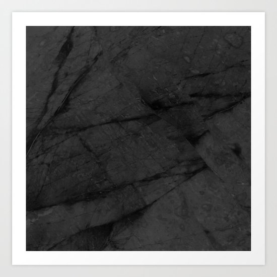 Dark Grey Marble Art Print