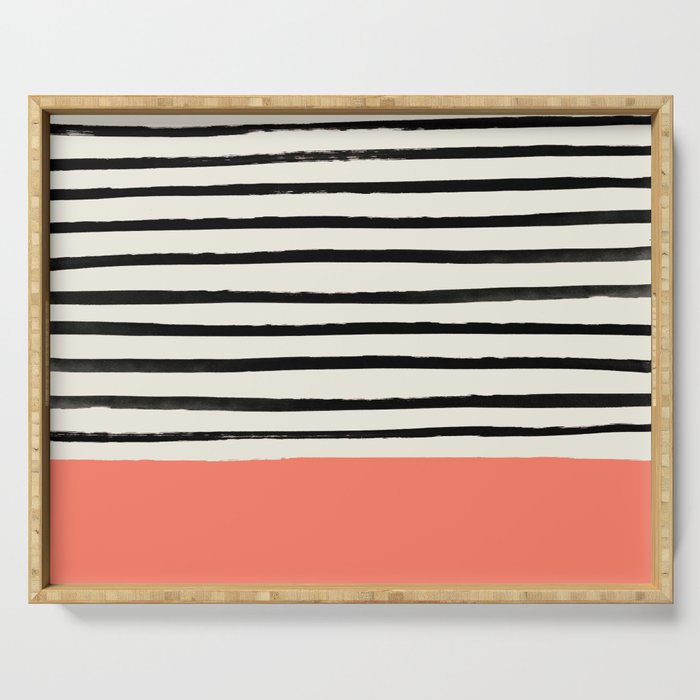 Coral x Stripes Serving Tray