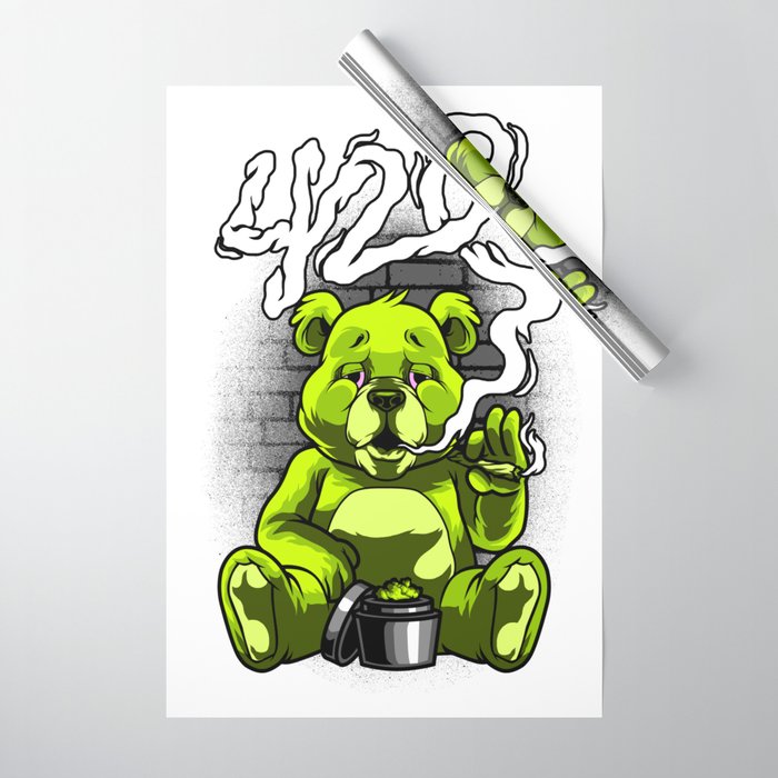 Smoking Teddy Weed Cannabis 420 Stoner Stoned Gift Wrapping Paper by moonpie90 | Society6