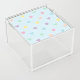 Pastel Hearts Pattern Baby Blue Background Acrylic Box