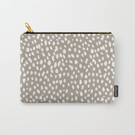 White on Dark Taupe spots Carry-All Pouch