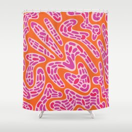 Vibrant Fun Abstract Pattern in Pink and Orange Shower Curtain