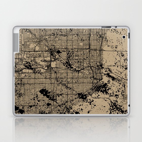 Miami - Florida - Vintage City Map - Ink Drawing Laptop & iPad Skin