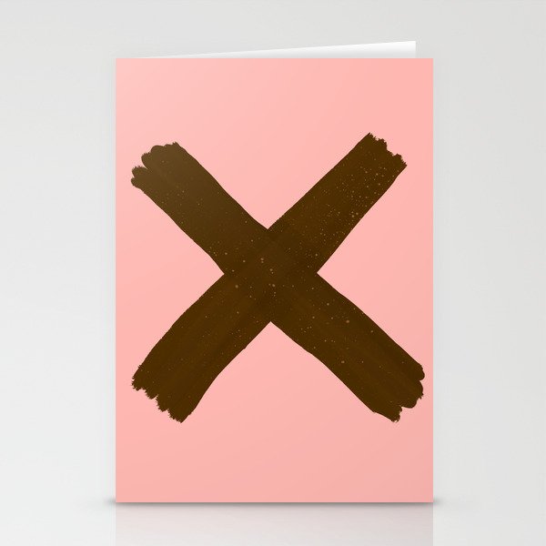 Brown X on pink backround Stationery Cards