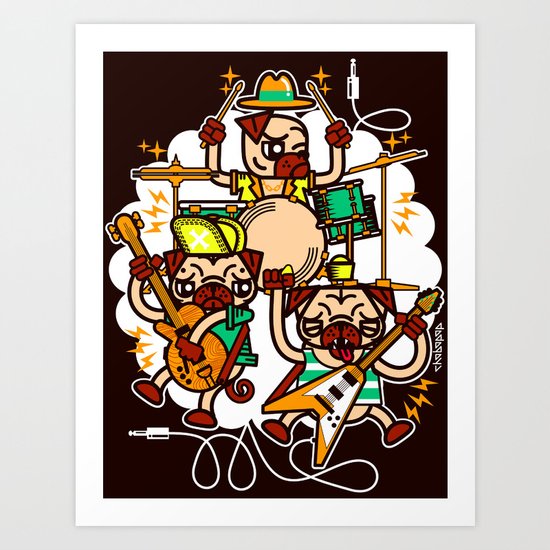 Pug'N'Play Art Print