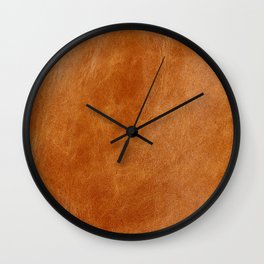 Natural brown leather, vintage texture Wall Clock