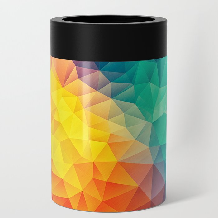 Abstract Polygon Multi Color Cubism Low Poly Triangle Design Can Cooler