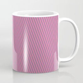 [ Thumbnail: Gray & Hot Pink Colored Stripes/Lines Pattern Coffee Mug ]