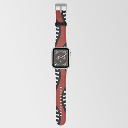 Abstract black and white fish pattern Red Apple Watch Band