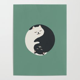 Hidden cat 26g Green yin yang hug Poster