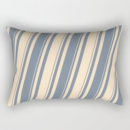 [ Thumbnail: Slate Gray and Bisque Colored Stripes Pattern Rectangular Pillow ]