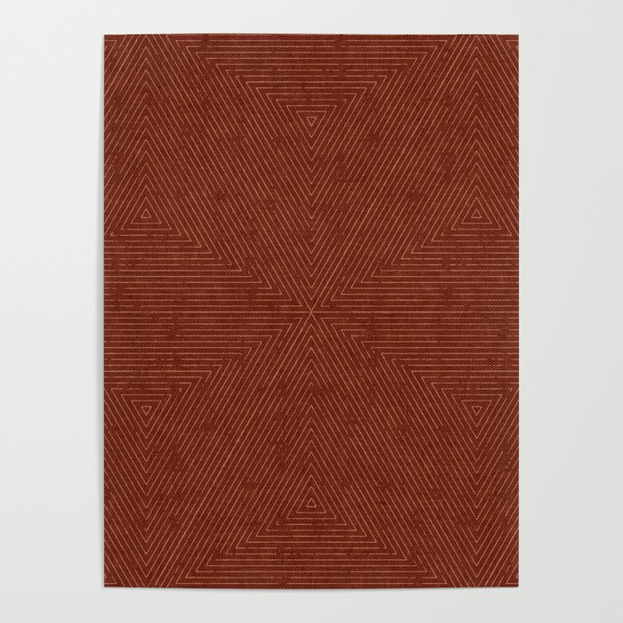 boho triangle stripes - rust Poster