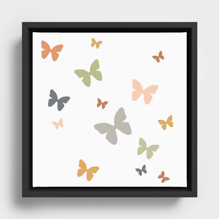 Pastel butterflies Framed Canvas