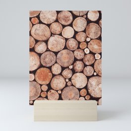 Stacked Round Logs x Hygge Scandi Rustic Cabin Mini Art Print