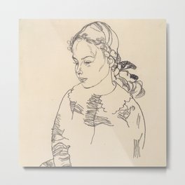 EGON SCHIELE - Portrait Eva Steiner 1918 Metal Print | Graphite, Ink Pen, Digitalart, Minimalart, Portrait, Schiele, Fineart, Artinterior, Feminist, Schieleart 