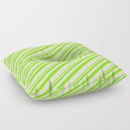[ Thumbnail: Green and Light Yellow Colored Lined/Striped Pattern Floor Pillow ]