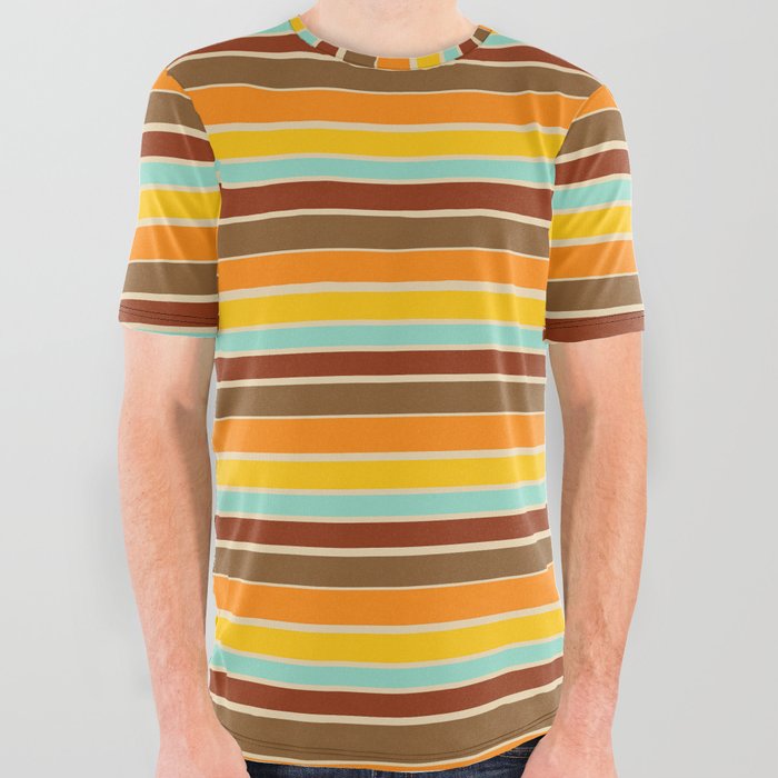 Retro 70S Stripes 4 All Over Graphic Tee