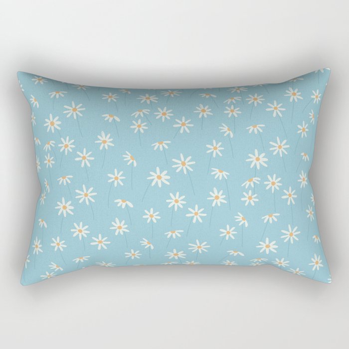 Daisy Blue Rectangular Pillow