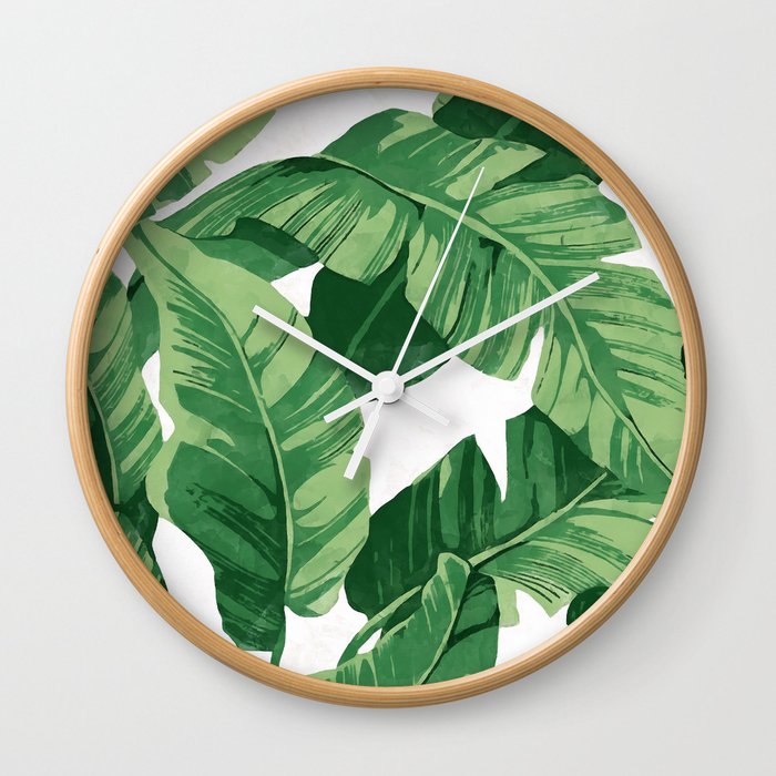 Tropical banana leaves IV Wall Clock