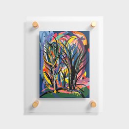 Trees in the Night Landscape Abstract Art Expressionism Floating Acrylic Print