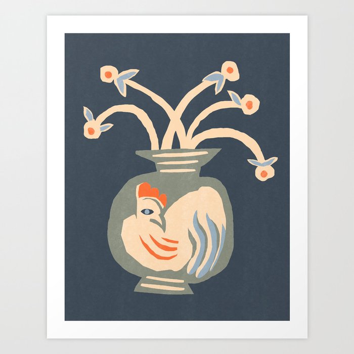 Rooster vase Art Print