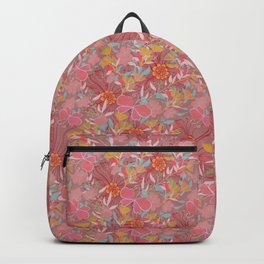 Australian Floral Summer/ dark pink background  Backpack