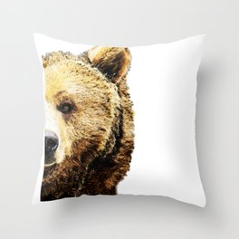 Beautiful Brown Bear Art - Stare Throw Pillow