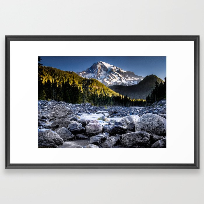 Mt Rainier Morning on the Nisqually #2 Framed Art Print