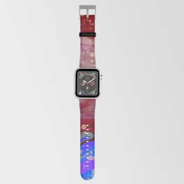 Blue and red yellow marble stone. Alcohol ink fluid abstract texture fluid art with gold glitter and liquid Apple Watch Band
