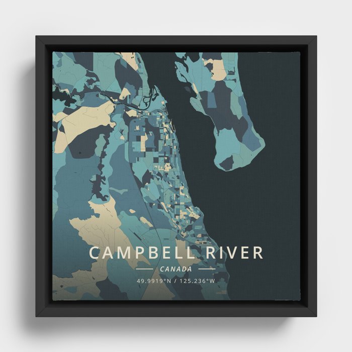 Campbell River, Canada - Cream Blue Framed Canvas