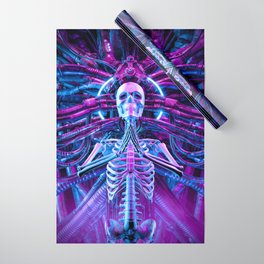 Gothic Harmony Science Fiction Cyberpunk Skeleton Meditation Wrapping Paper