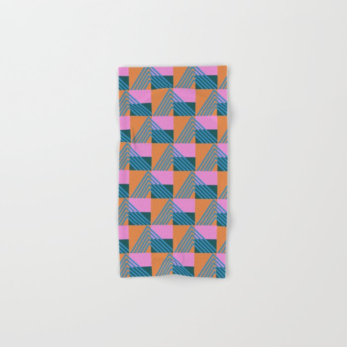Retro Shapes in Teal Pink and Orange 217 Hand & Bath Towel