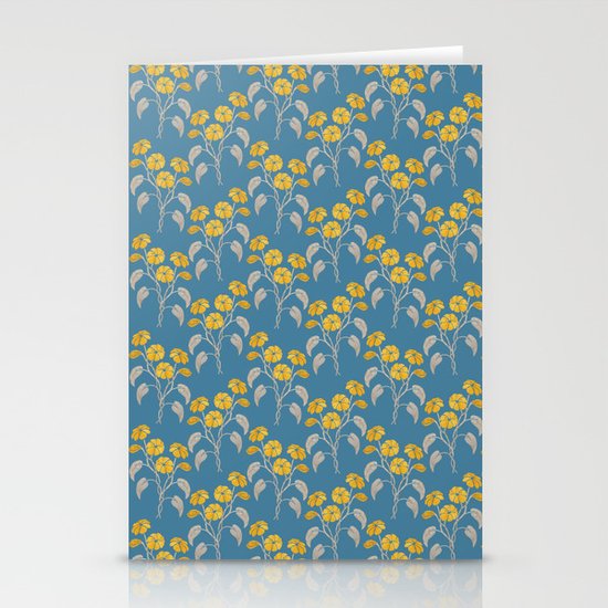 Flowers Blue Pattern Stationery Cards
