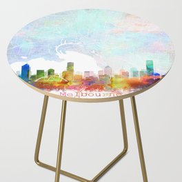 Melbourne Skyline Map Watercolor, Print by Zouzounio Art Side Table