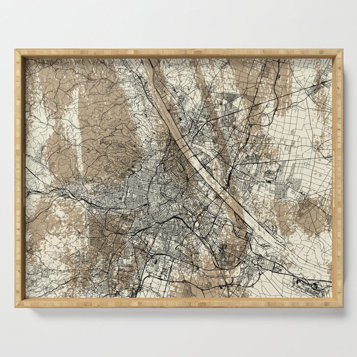 Austria, Vienna - Illustrated Map Serving Tray